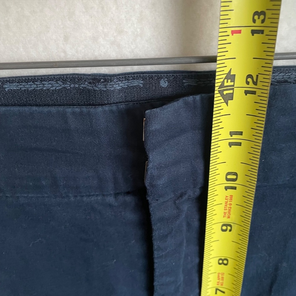 Navy Blue Staight-leg High-Rise Comfort Waist Cotton Pants, Size 16 - Picture 8 of 8